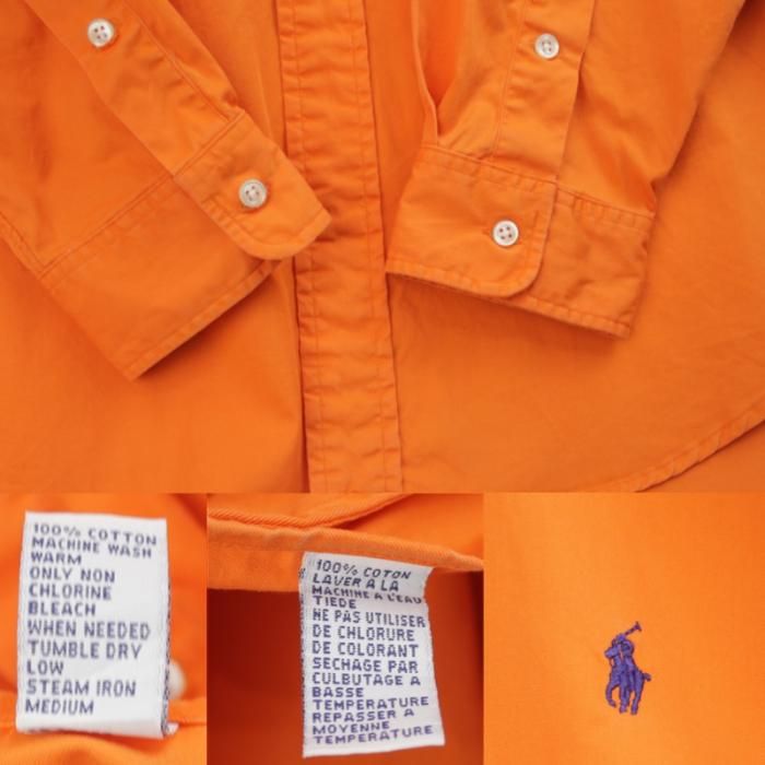 ラルフローレン オレンジ ボタンダウン シャツ カナダ製 長袖 古着屋