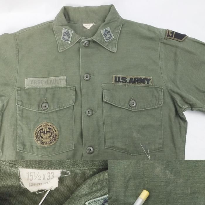 古着 米軍 OG107 コットンサテン ユーティリティシャツ 70s