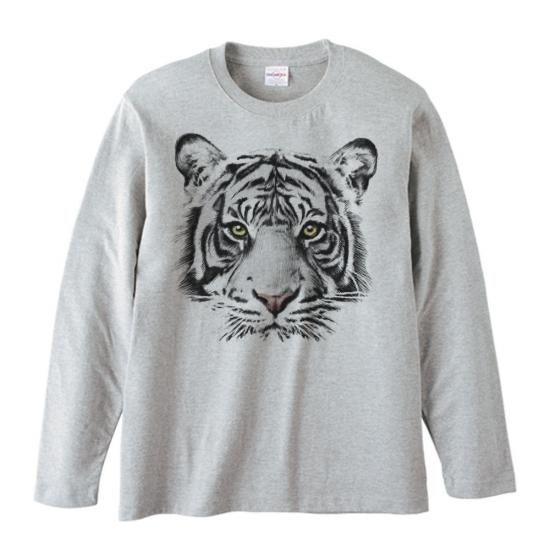 虎（とら）の顔 長袖Tシャツ M/Y/D/Sプリント工房