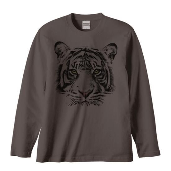 虎（とら）の顔 長袖Tシャツ M/Y/D/Sプリント工房