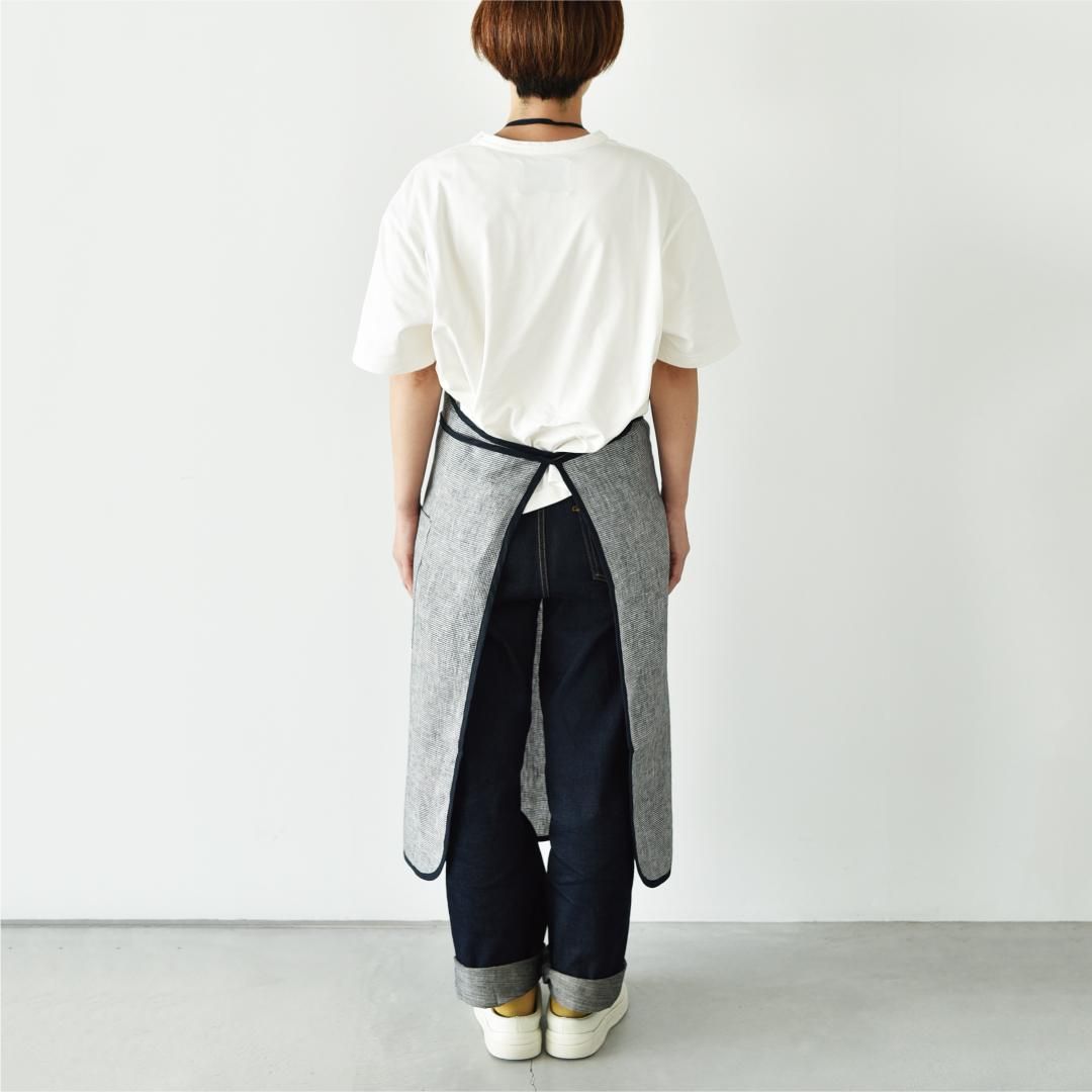 リネンパイピングエプロン 白黒千鳥格子 - 光浦醸造オンライン