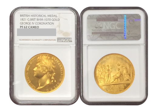 BRITISH HISTORICAL MEDAL 1821 G.BRIT GOLD GEORGE IV CORONATION【PF