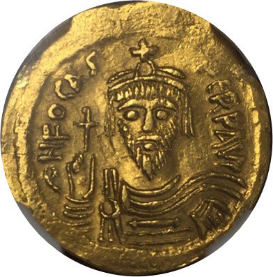 BYZANTINE EMPIRE Phocas, AD602-610 AV Solidus(4.45g)【AU Strike:5