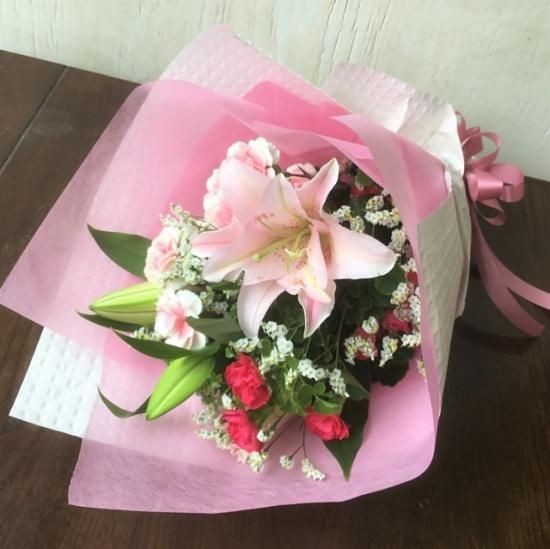 ピンク百合のシンプル花束 - 花やあきつフルール｜伊豆修善寺