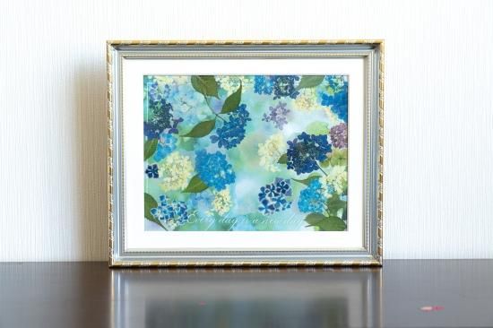 空に舞う淡いピンクの幸せ呼ぶ八角押し花アート 押し花額 その他