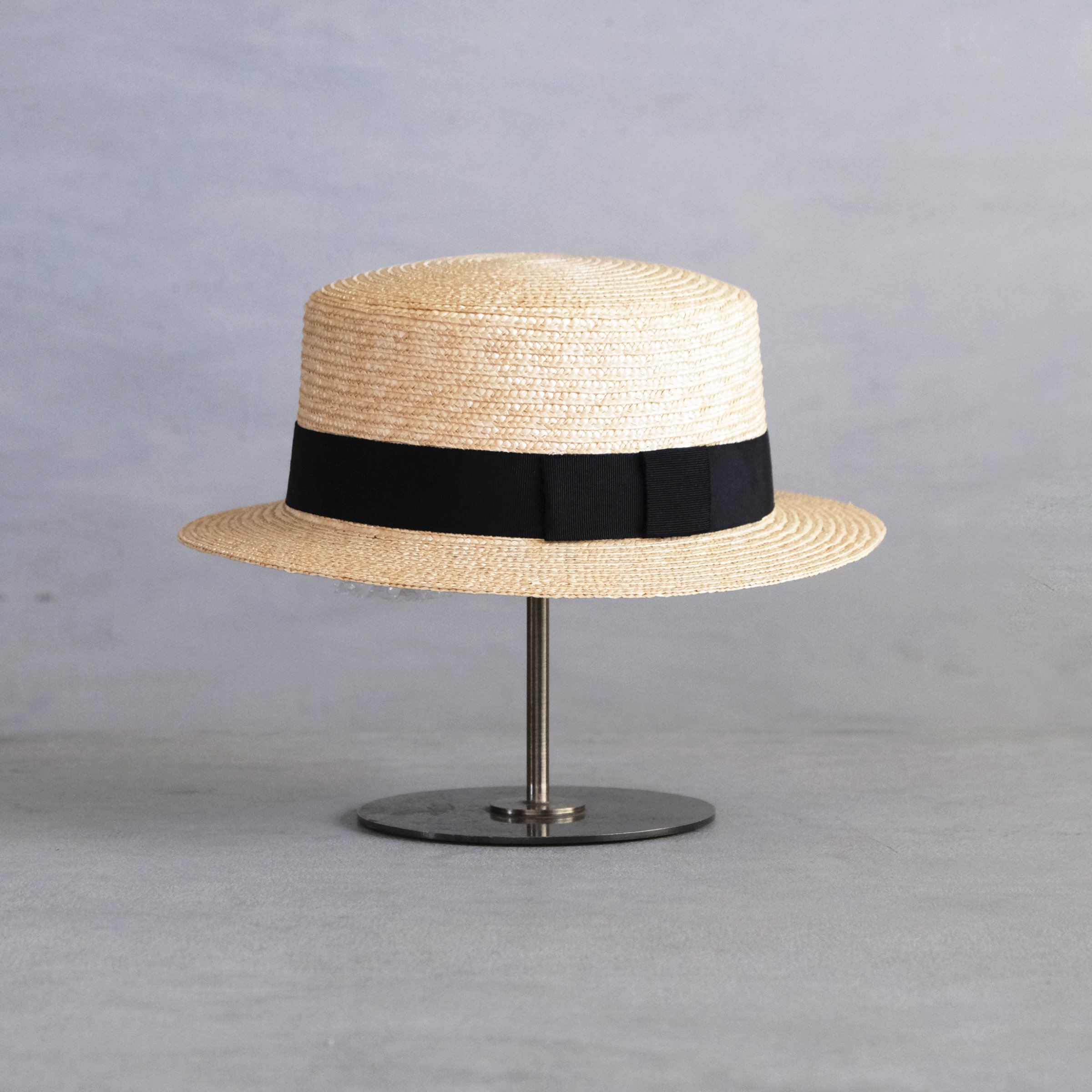 田中帽子店　Marin/h マラン/オム　紳士用カンカン帽子（ブラック） UK-H047（Mサイズ58.5cm）