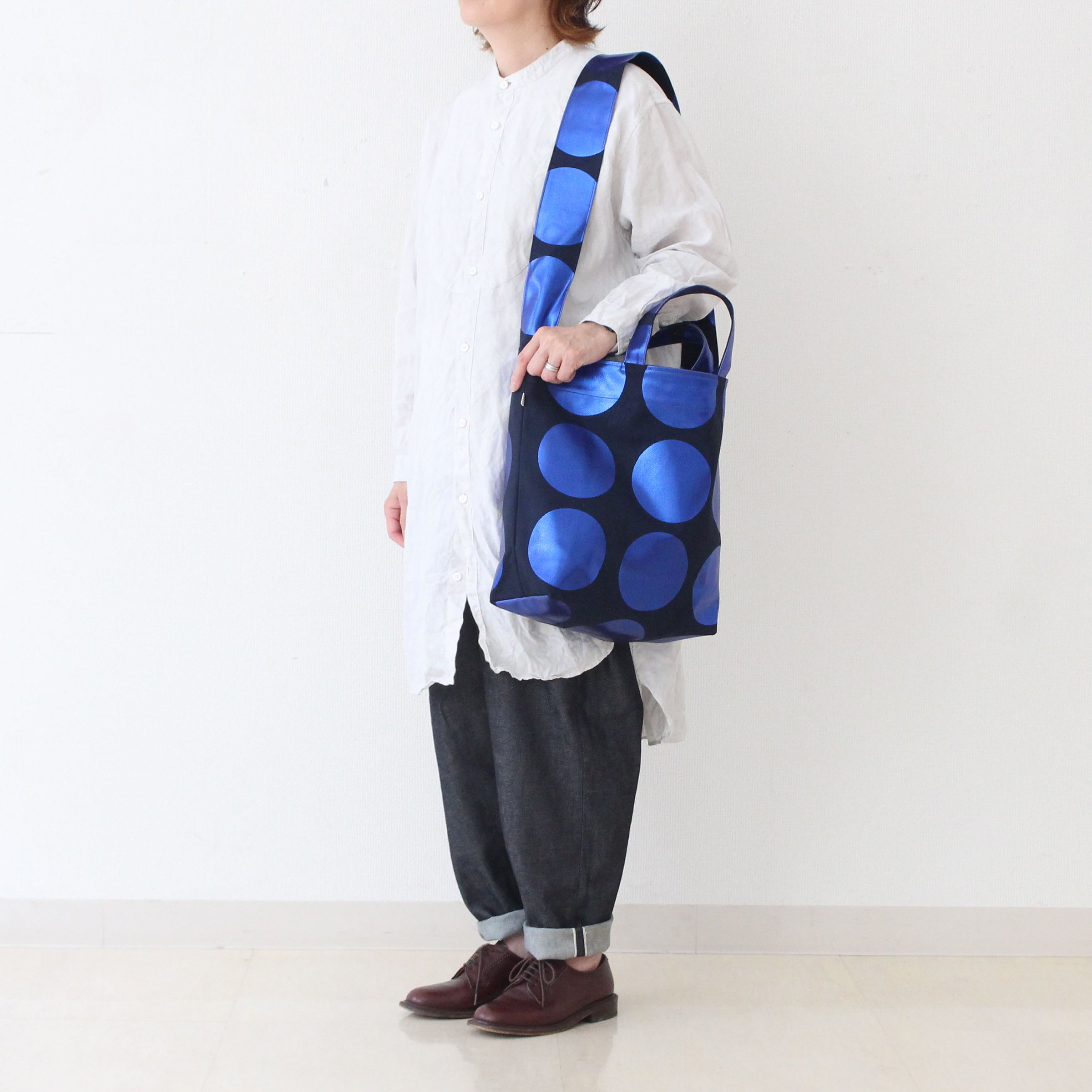 La+h / ラス 8号帆布ラージドットショルダー KOB-1（navy/blue ...