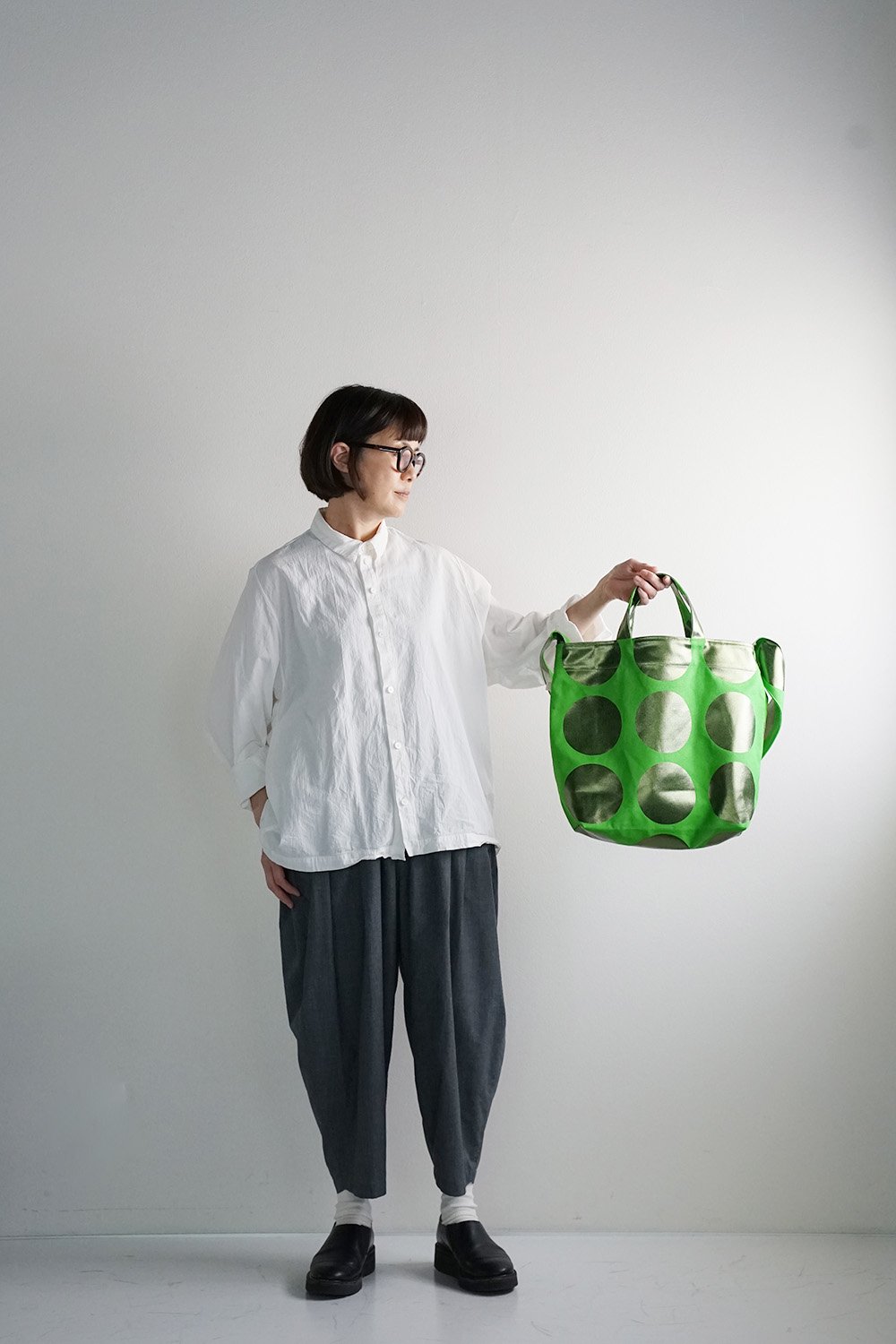 La+h / ラス 8号帆布ラージドットショルダー KOB-1 (green / moss