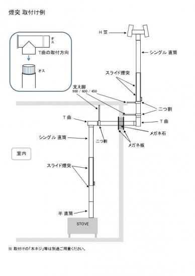 煙突セット・120ミリ対応(メガネ石無し) - ノザキ産業 煙突セット・120ミリ対応(メガネ石無し) - ノザキ産業
