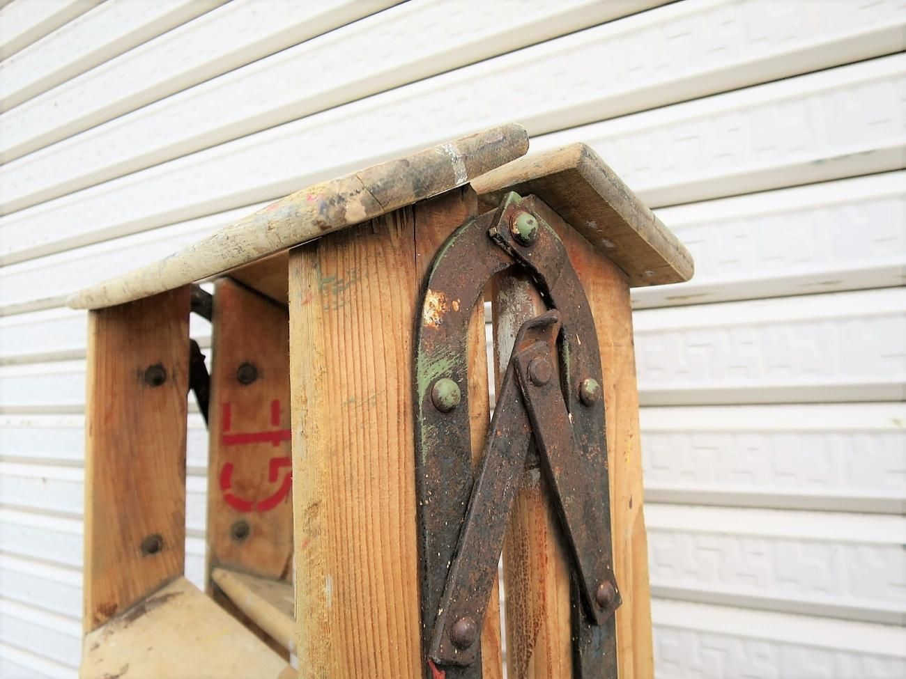 ビンテージ シェルフ ラダー 木製 4段 フランスヴィンテージ シェルフ