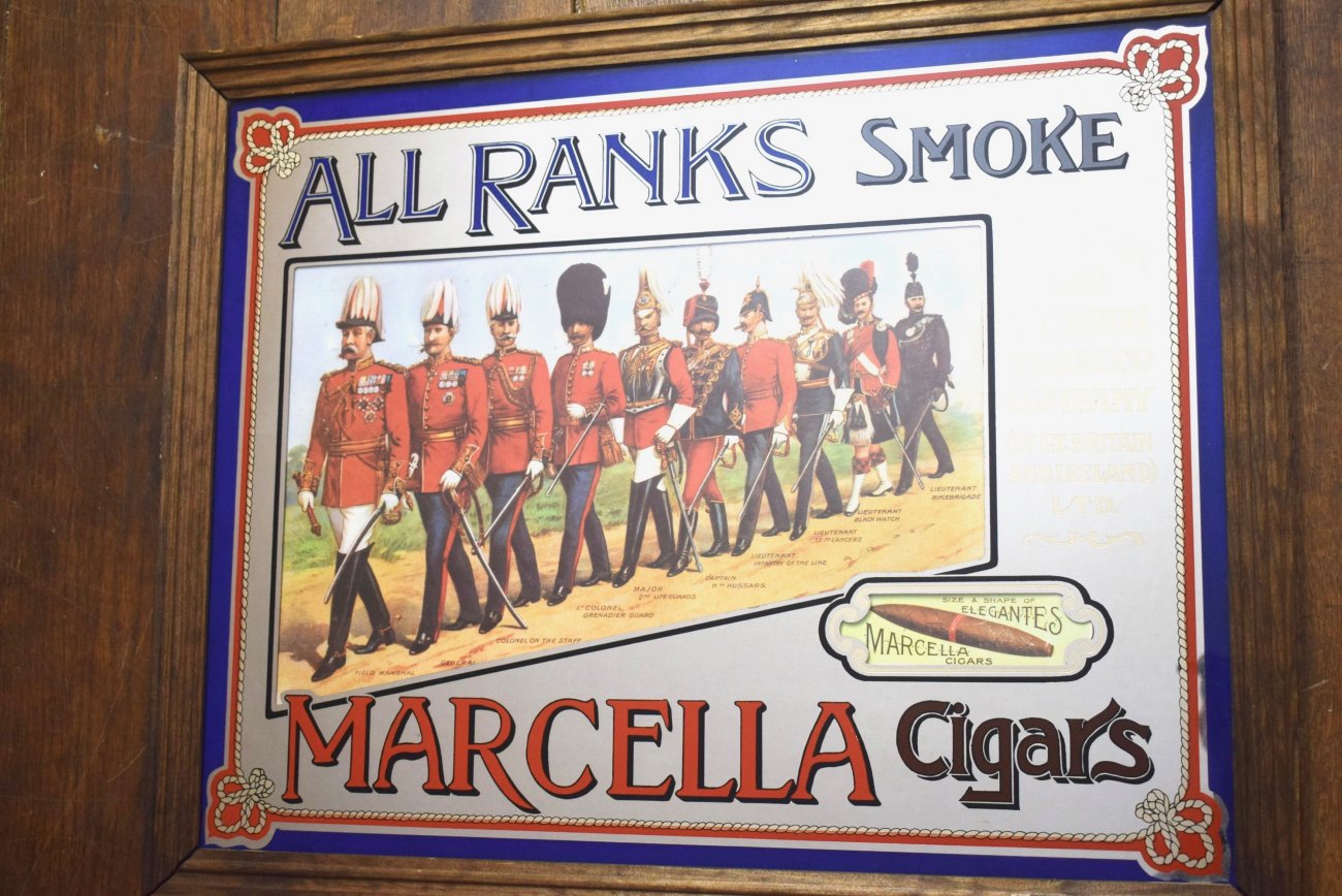 ビンテージ Marcella Cigars パブミラー - 大阪和泉市のアンティークインテリアショップ COACHELLA HEAD  STORAGE｜コーチェラヘッドストレージ