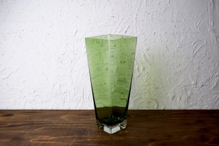  ビンテージ グリーンガラスフラワーベース
