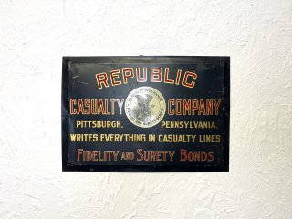 アンティーク 20's REPUBLIC CASUALTY Co. ブリキサイン