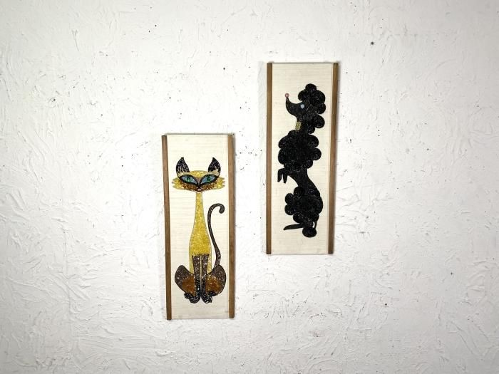 ビンテージ 50's 砂絵ペアウォールデコ - 大阪和泉市のアンティーク