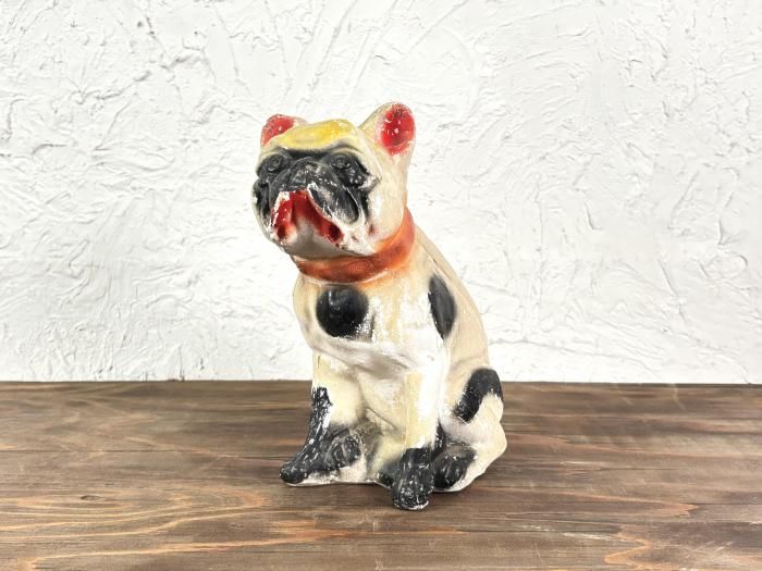 ビンテージ Chalkware Bulldog チョークウェア ブルドッグ 置物 Chalkware Bull Dog A｜チョーク素材のブルドッグ A