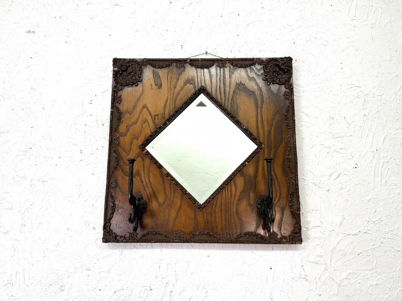 アンティーク フック付きウォールミラー