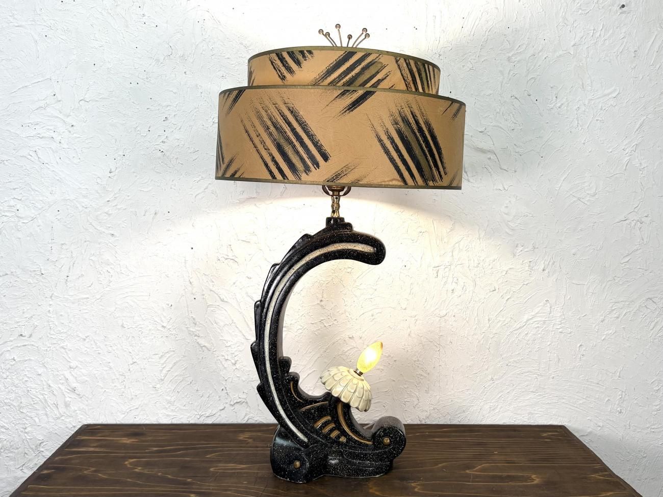 ビンテージ 50's 2段シェード 2灯 テーブルランプ