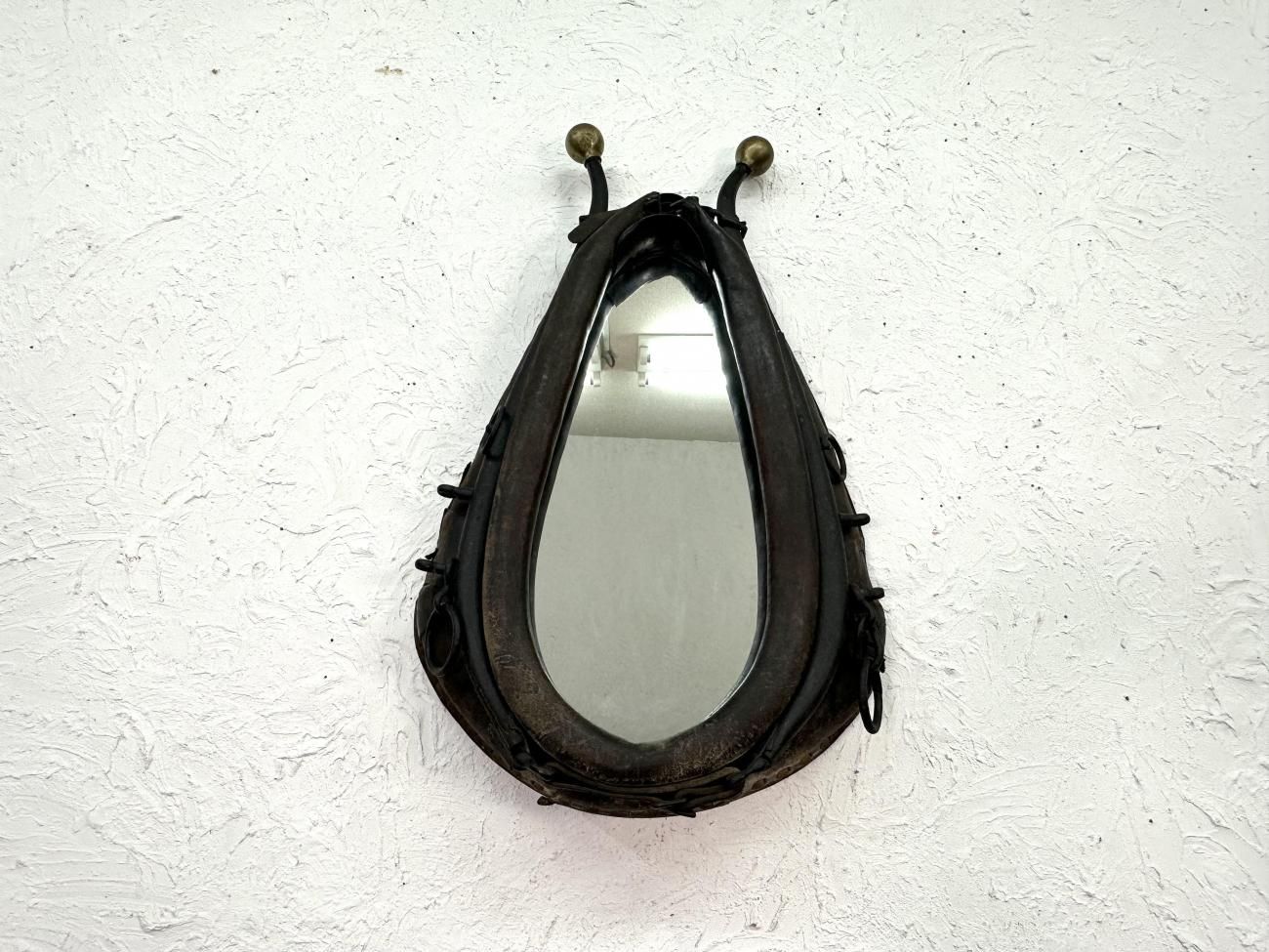 ビンテージ 馬鞍ウォールミラー