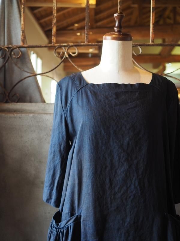 お値下げ　sa-rah スタンドネックギャザーワンピース長袖 インディゴリネン 年中着まわす ギャザーワンピース Sa-Rah帽子千秋本人解説 - YouTube