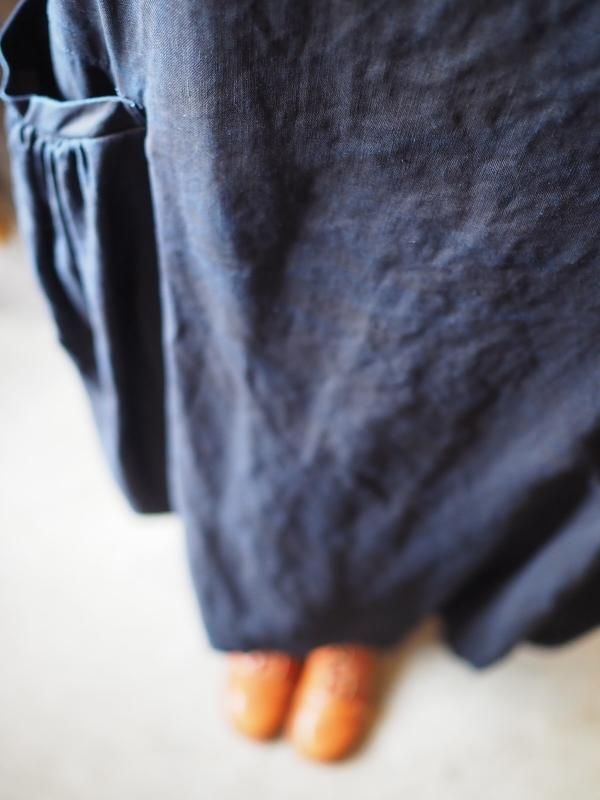 ポケットギャザーワンピースインディゴリネン - Sa-Rah Market