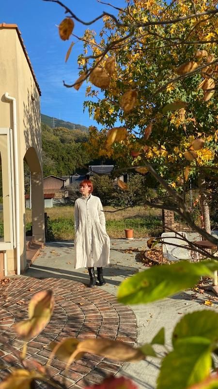 チビ衿スタンダードワンピース長袖 ナチュラルヨーロッパリネン - Sa