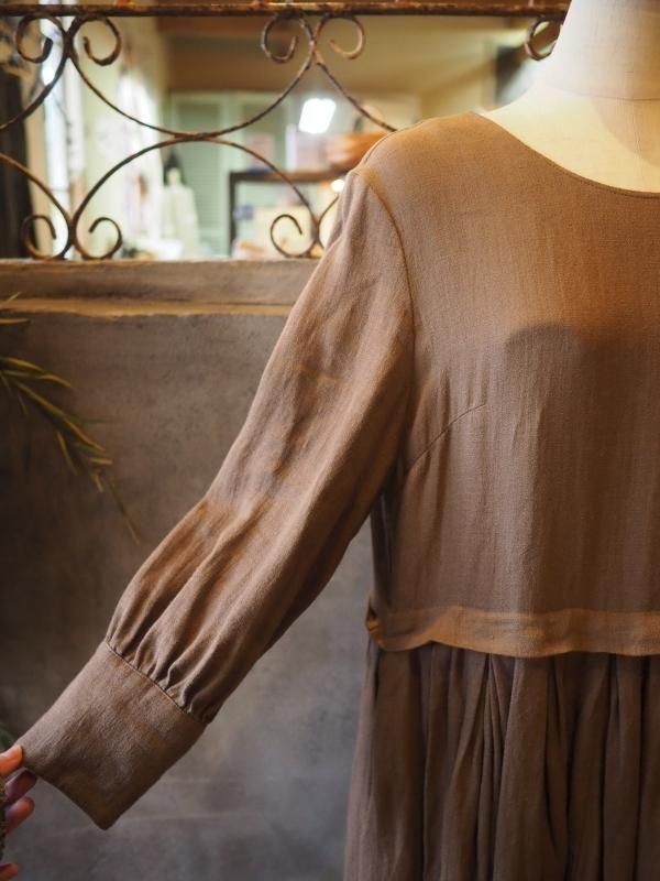 SA-RAH サラ kochi リネン タック ロングワンピース ブラウン SA-RAH サラ kochi リネン タック ロングワンピース ブラウン Sa