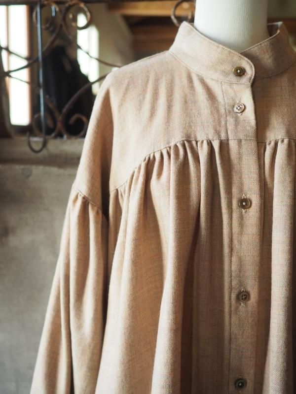 sa-rah スタンドネックギャザー　ワンピース スタンドネックギャザーワンピース フレンチスリーブギンガム