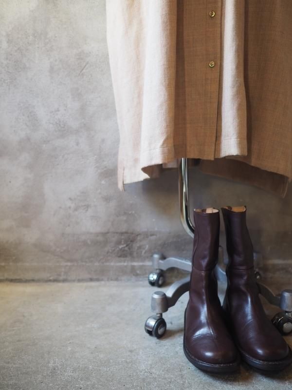 お値下げ　sa-rah スタンドネックギャザーワンピース長袖 インディゴリネン お値下げ sa-rah スタンドネックギャザーワンピース長袖