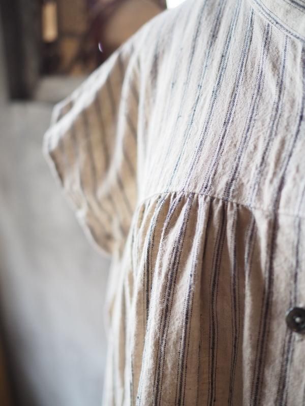 Sa-Rah スタンドネックギャザーブラウス長袖ギンガムチェック