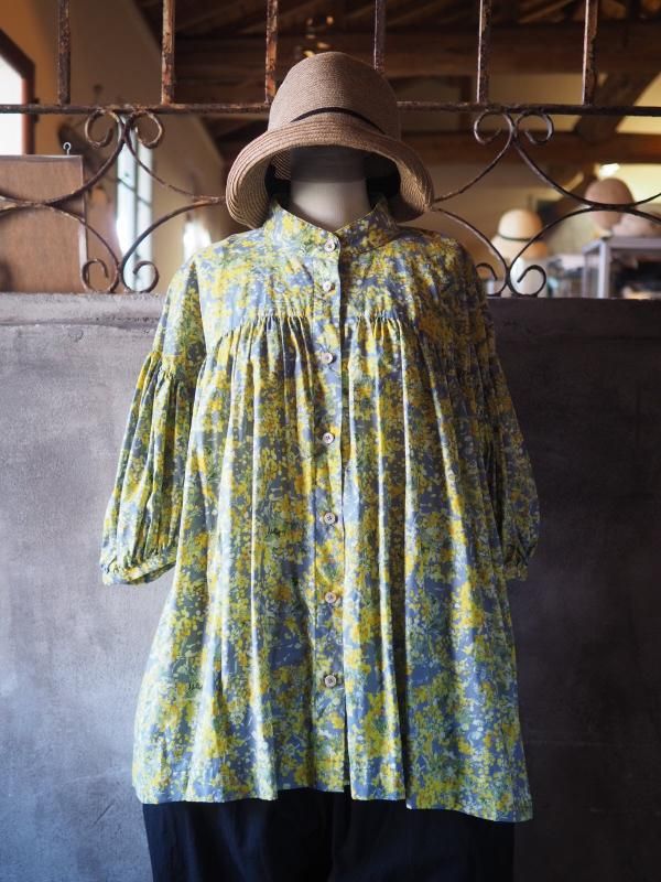 Sa-Rah スタンドネックギャザーブラウス長袖 ギンガムチェック 肩出し