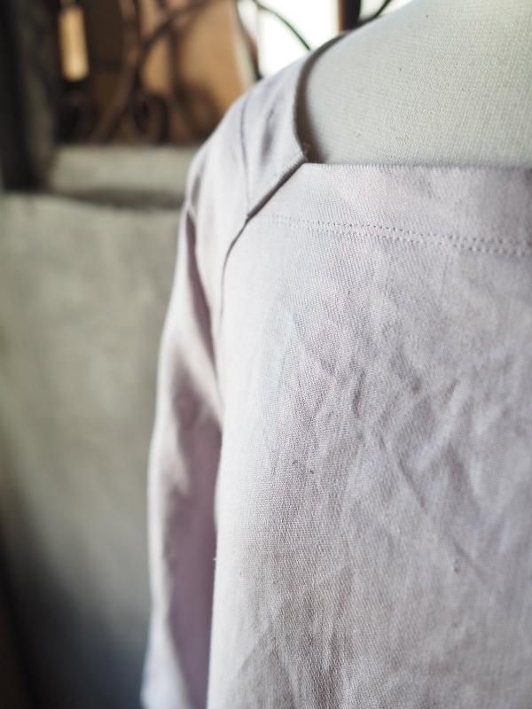 ポケットギャザーワンピースヨーロッパリネンペールラベンダー - Sa ポケットギャザーワンピースヨーロッパリネンペールラベンダー - Sa