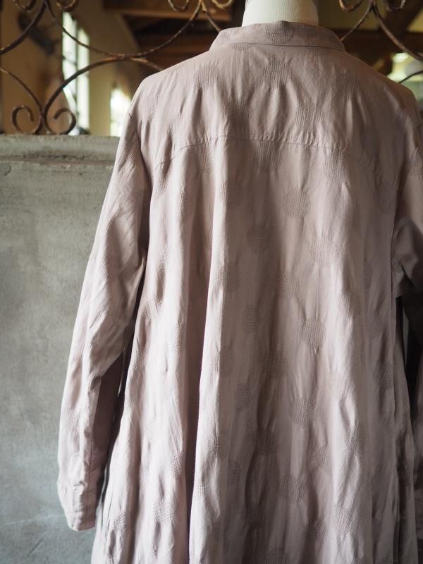 ロールネック2wayワンピースコットンリネンモーヴドット - Sa