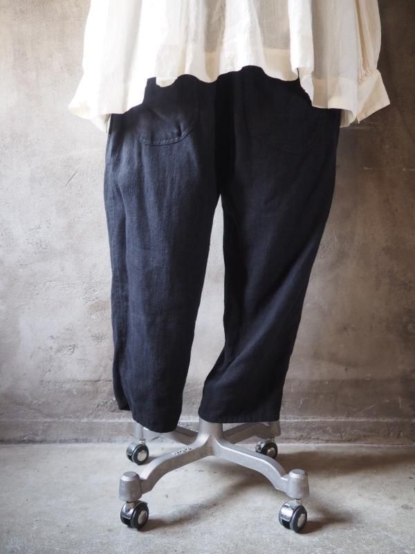 男女兼用 コクーンパンツロング起毛リネンブラック - Sa-Rah Market