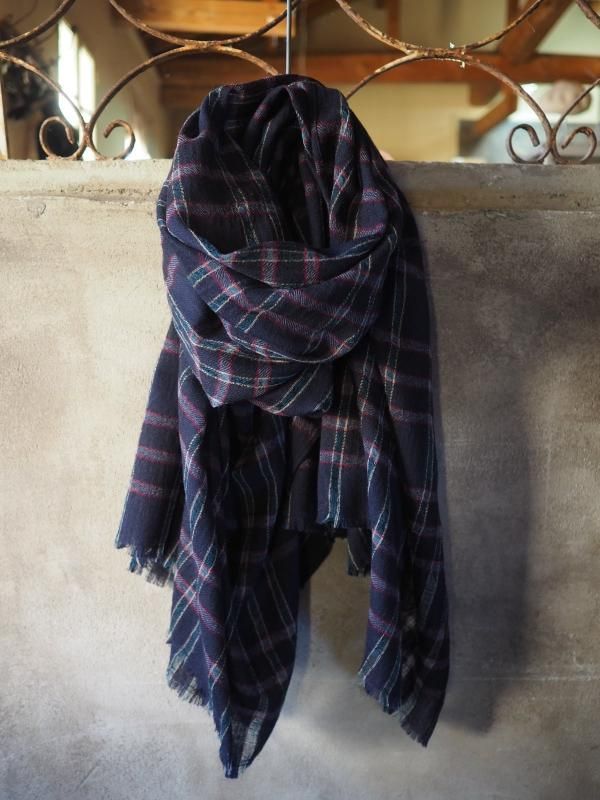 argue ウール ガーゼ ストール マロンチェック argue ウール ガーゼ ストール マロンチェック