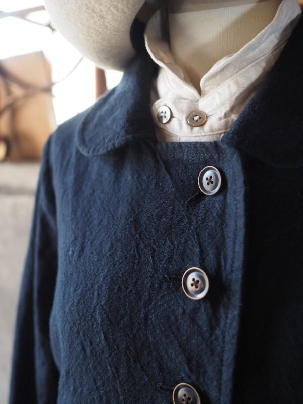 ラウンドカーディガンジャケット リネンマットブラック - Sa-Rah Market