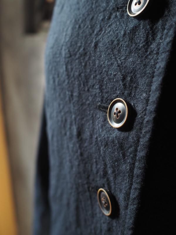 ラウンドカーディガンジャケット リネンマットブラック - Sa-Rah Market