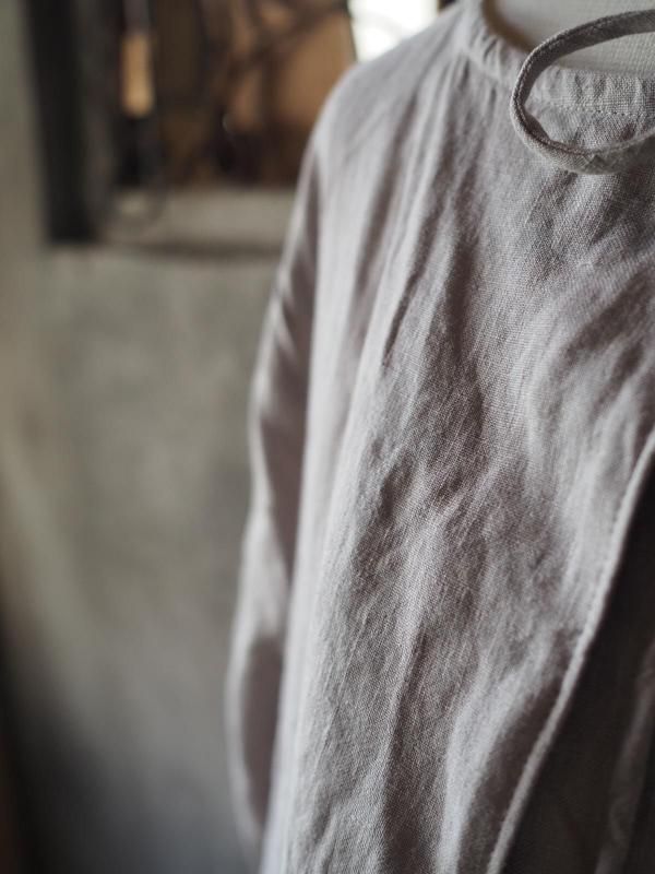 リボン前後ワンピース七分袖 ナチュラルリネン - Sa-Rah Market