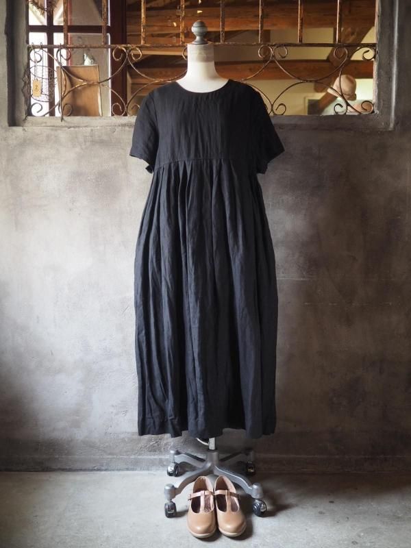 kochiワンピース半袖　ブラックリネンの商品画像