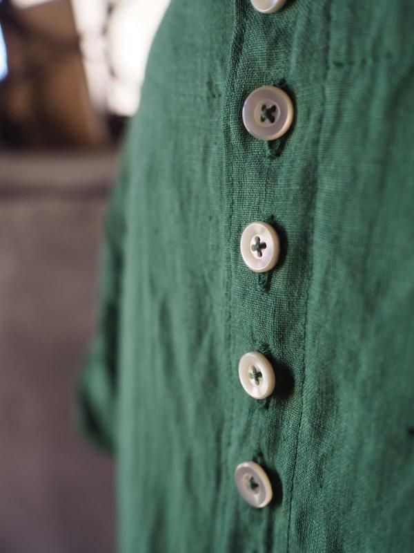 kochiワンピース半袖 リーフグリーンリネン - Sa-Rah Market