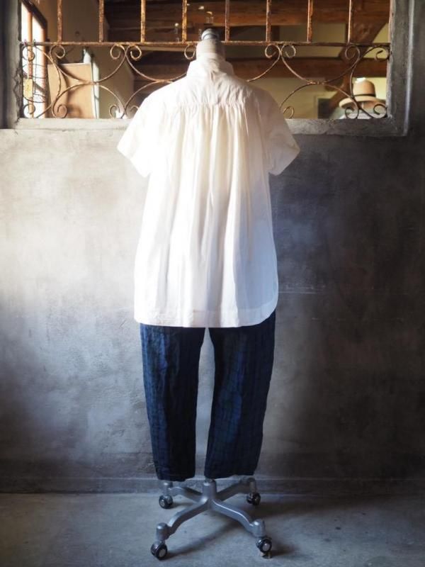 男女兼用コクーンパンツロング コットンリネンブラックウォッチ - Sa