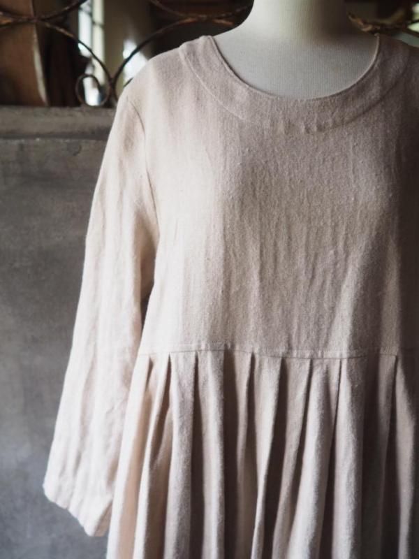 kochiワンピース七分袖 起毛リネンエクリュベージュ - Sa-Rah Market