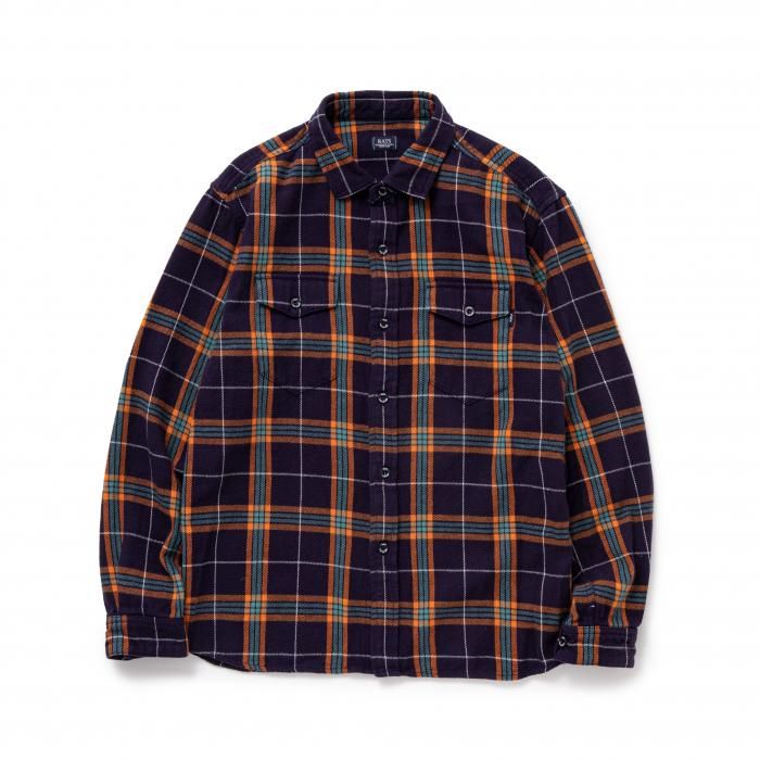 RATS / COTTON FLANNEL NAVY CHECK SHIRT