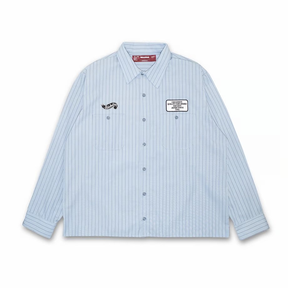 HideandSeek / HIDEANDSEEKCarService Work L/S Shirt(Sax Stripe)