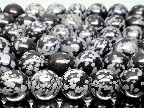 ☆厳選一連☆格安☆黒曜石【スノーフレークオブシディアン12.5mm珠連】❤️