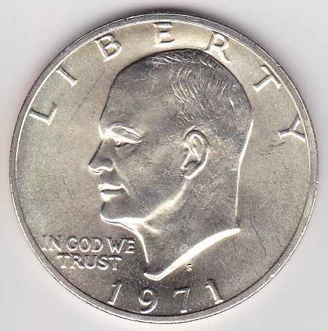 アイゼンハワー アメリカ1ドル銀貨 1971年 AU/極美品 - ワタナベコイン ネットショップ