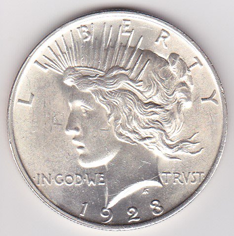 アメリカ1ドル銀貨 ピース VF＋/美品＋ 1923年 - ワタナベコイン 