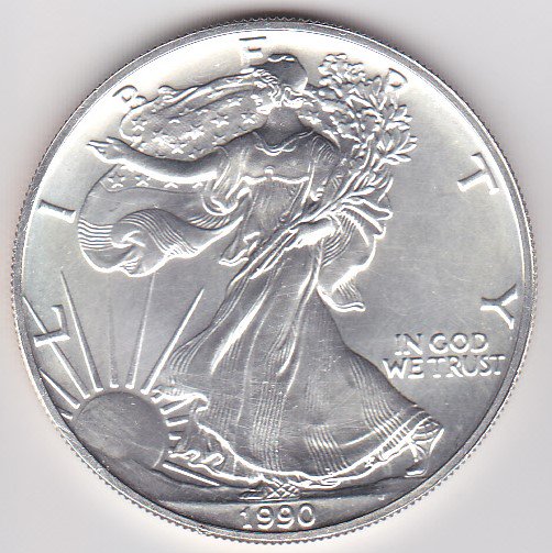 アメリカ1ドル銀貨 ウォーキング・リバティ UNC-/未使用- 1990年