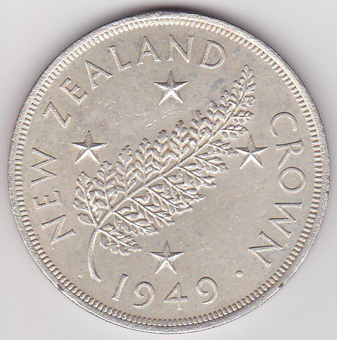 ニュージーランドクラウン銀貨 ジョージ6世 1949年 EF/極美品 