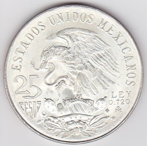メキシコ25ペソ銀貨 メキシコオリンピック 1968年 UNC/未使用
