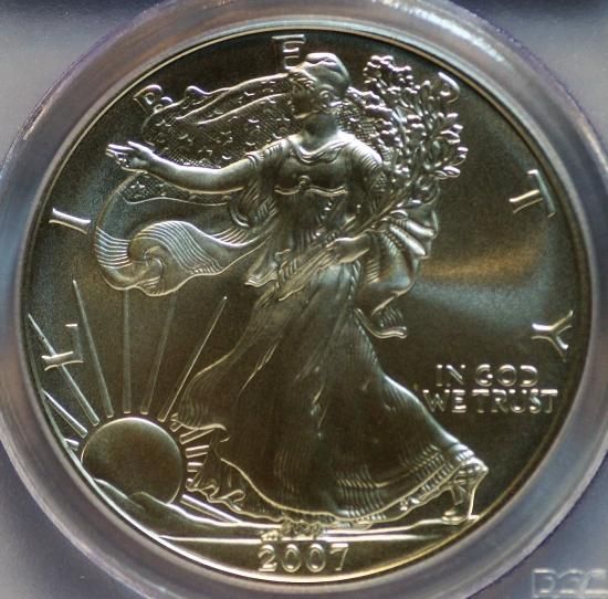 アメリカ1ドル銀貨 イーグル 2007年W MS70/完全未使用 送料込